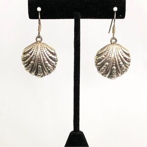 Sterling Silver Scallop Shell Dangle Earrings